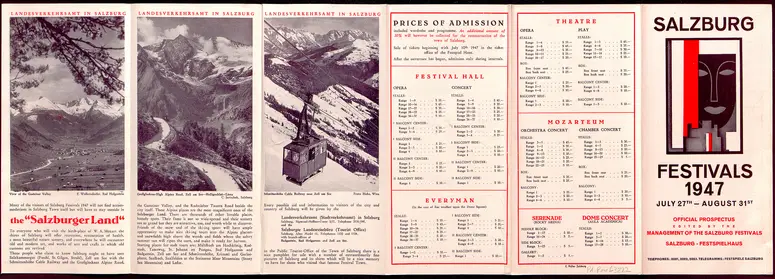 Salzburger Festspiele 1947, Titel in Vorlageform: Salzburg Festivals 1947, Verweis auf Stücktitel: Dantons Tod, Verweis auf Stücktitel: Cosi fan tutte, Verweis auf Stücktitel: Figaros Hochzeit, Verweis auf Stücktitel: Arabella, Verweis auf Stücktitel: Jedermann, Verweis auf Stücktitel: Die Frau des Potiphar