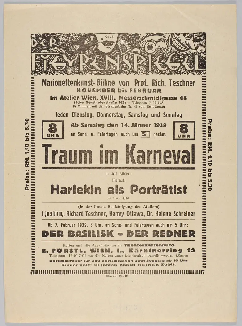 Der Figurenspiegel, Verweis auf Stücktitel: Karneval / Traum im Karneval, Verweis auf Stücktitel: Harlekin als Porträtist
