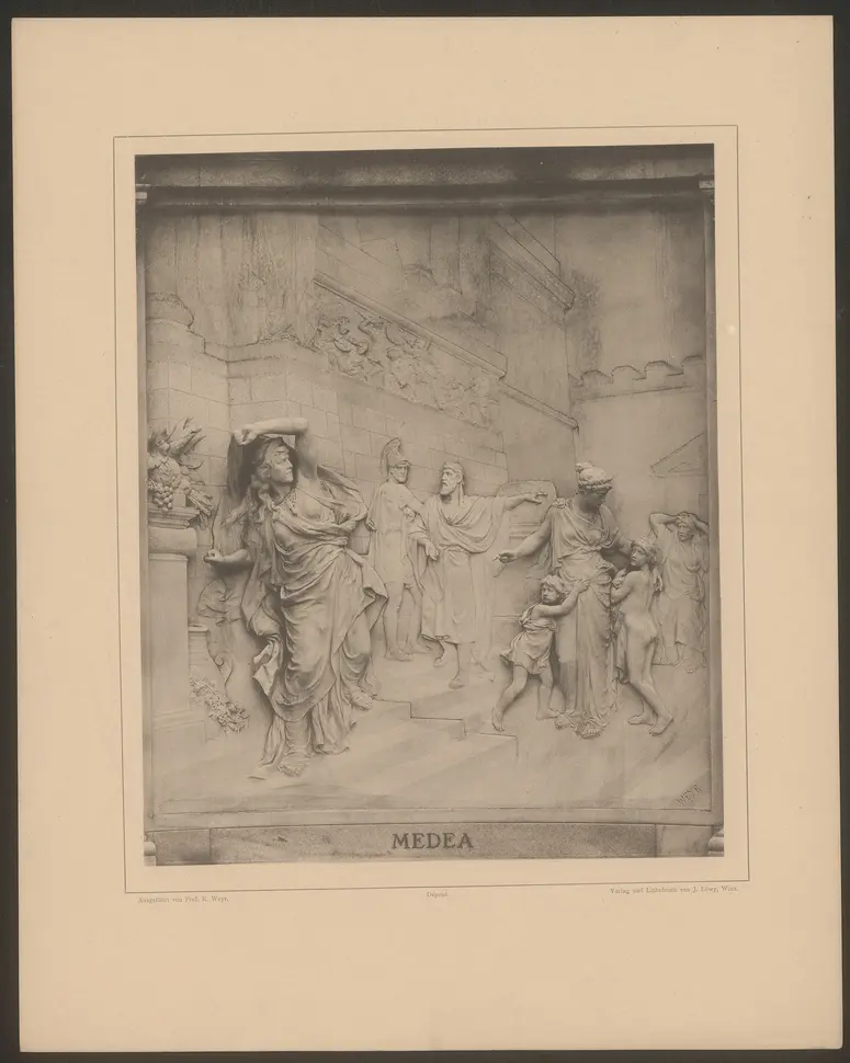 Wien (allgemein), Grillparzer-Denkmal, Verweis auf Stücktitel: Medea
