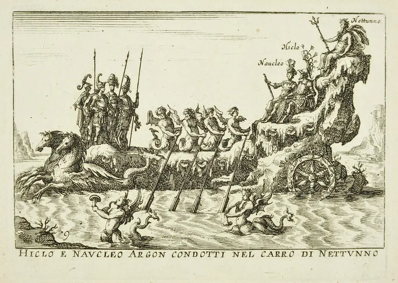 Le Magnifique carousel fait sur le fleuve de l'Arne a Florence pour le marriage de Grande Duc, Inventartitel: Carousel auf dem Arnofluß, Verweis auf Stücktitel: L'Argonautica