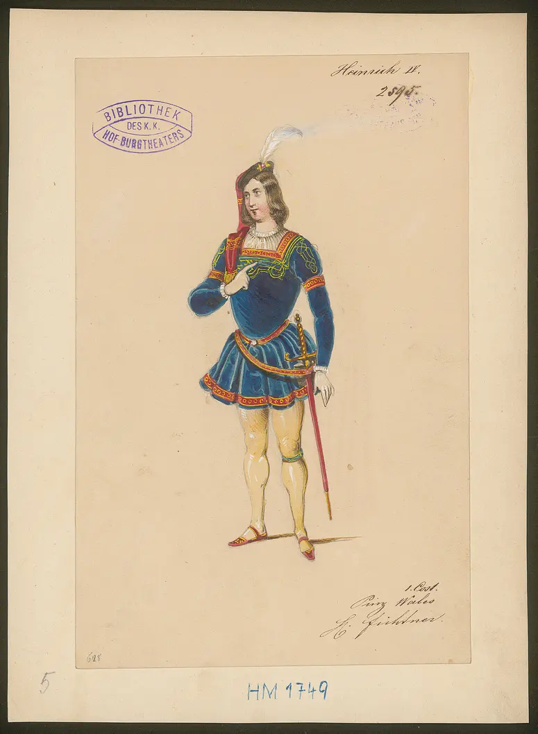 König Heinrich der Vierte, Suchtitel: Heinrich IV., Originaltitel: King Henry IV, Titel der Serie: Figurinen des k.k. Hof-Burgtheaters