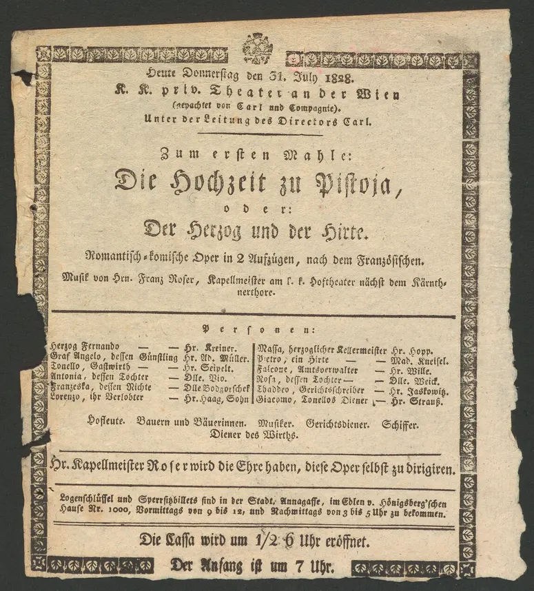 Die Hochzeit zu Pistoia, oder Der Herzog und der Hirte