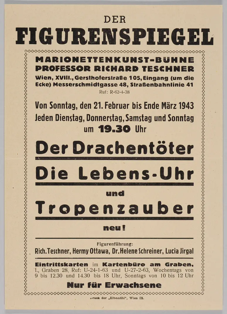 Der Figurenspiegel, Verweis auf Stücktitel: Der Drachentöter, Verweis auf Stücktitel: Die Lebens-Uhr, Verweis auf Stücktitel: Tropenzauber