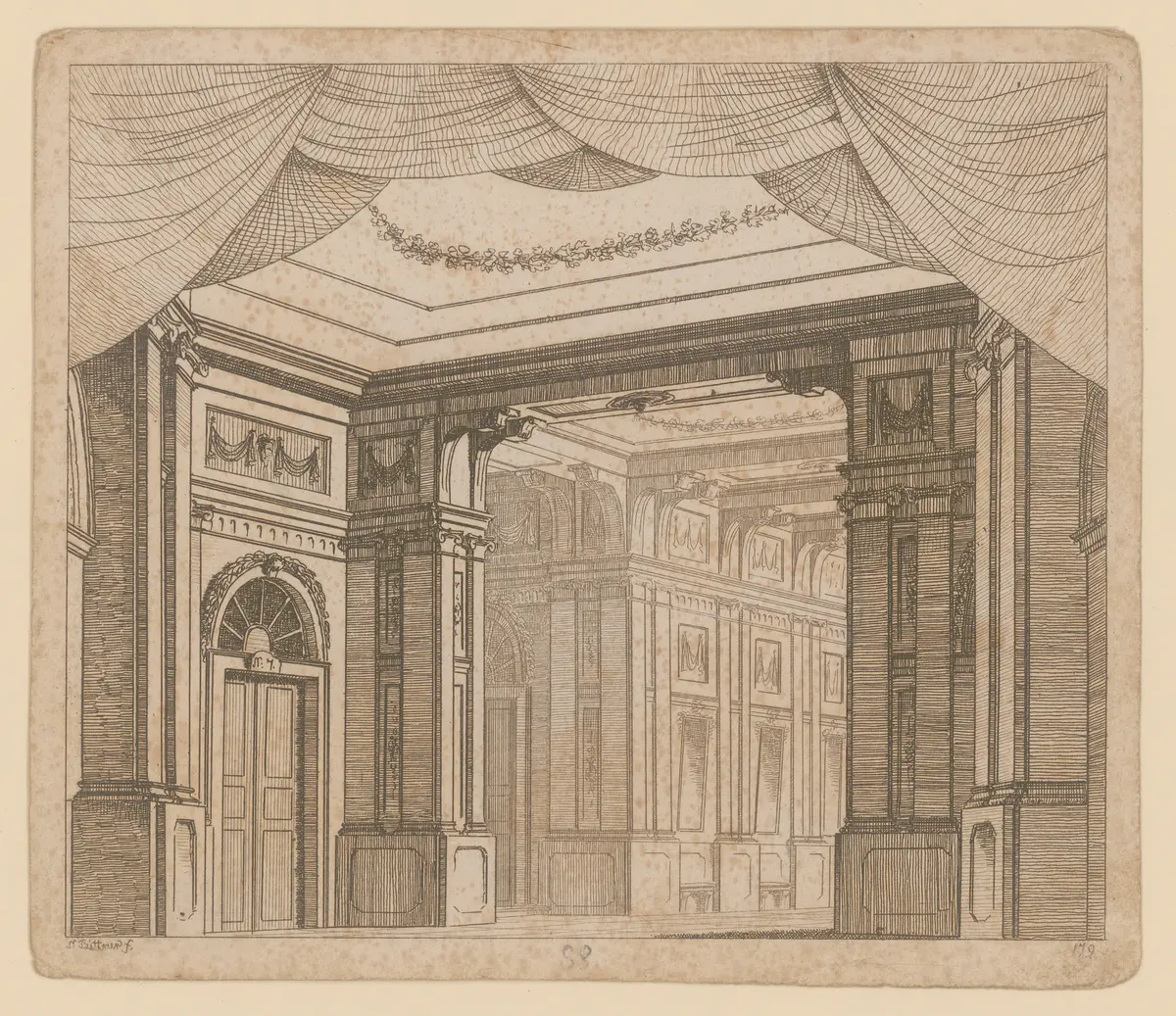 ohne Titel, Titel der Serie: Theaterdecorationen nach den Originalskitzen des k.k. Hoftheatermahlers Joseph Platzer radirt und verlegt von Norbert Bittner