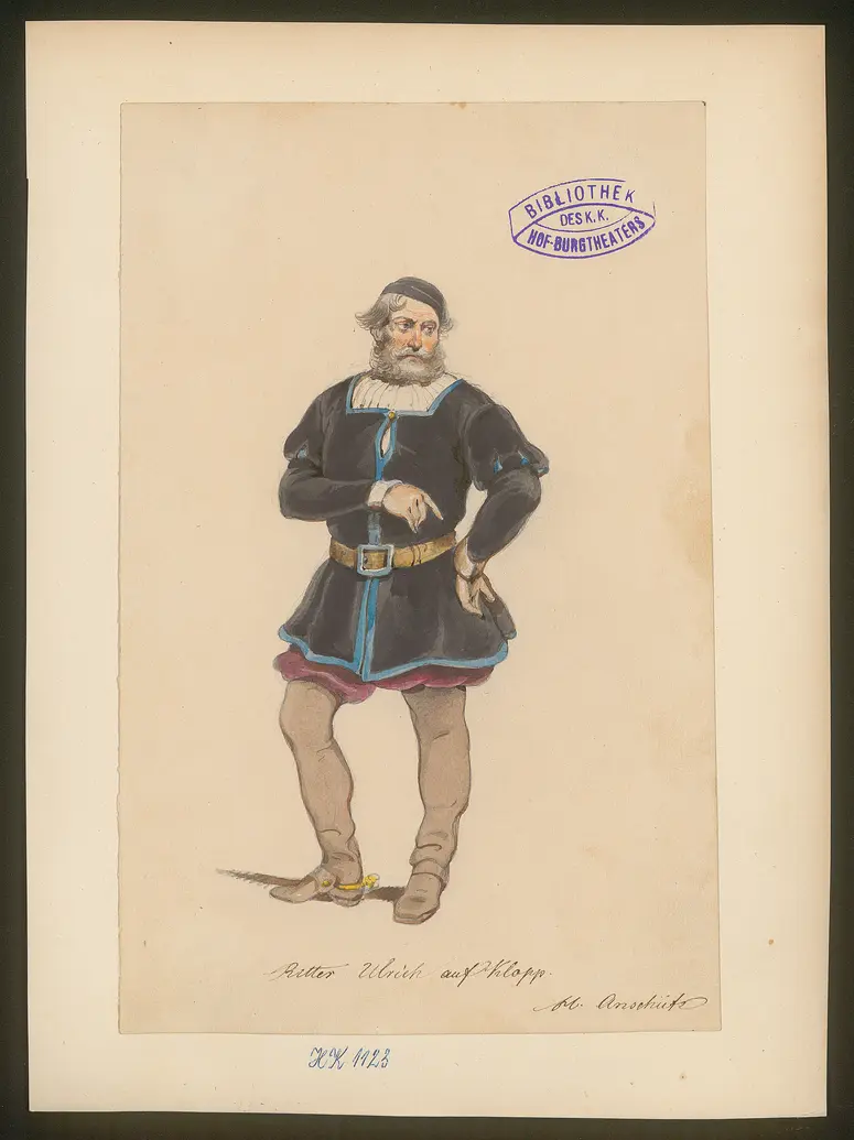 Der Ritter vom Stegreif, Titel der Serie: Figurinen des k.k. Hof-Burgtheaters