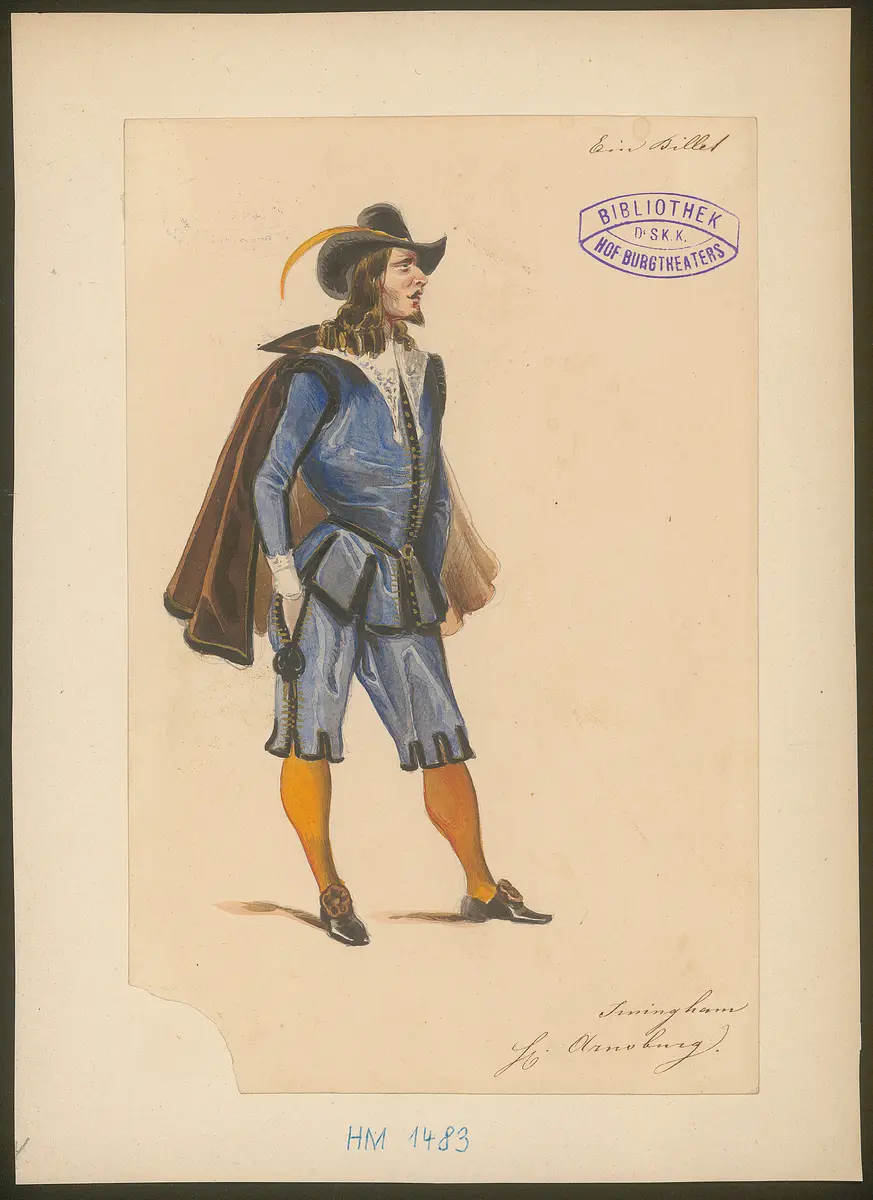 Ein Billett, Titel der Serie: Figurinen des k.k. Hof-Burgtheaters