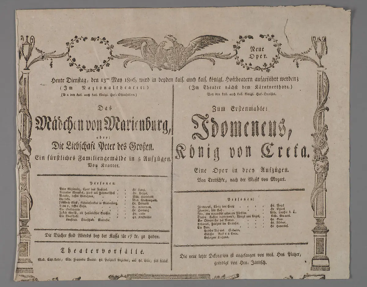 Idomeneus, König von Creta, Das Mädchen von Marienburg, oder die Liebschaft Peter des Großen