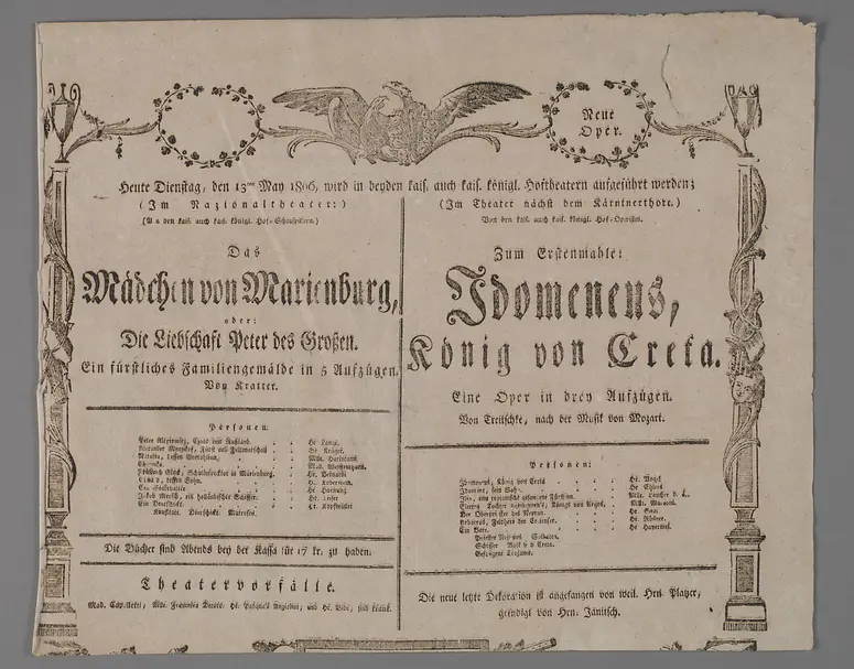 Idomeneus, König von Creta, Das Mädchen von Marienburg, oder die Liebschaft Peter des Großen