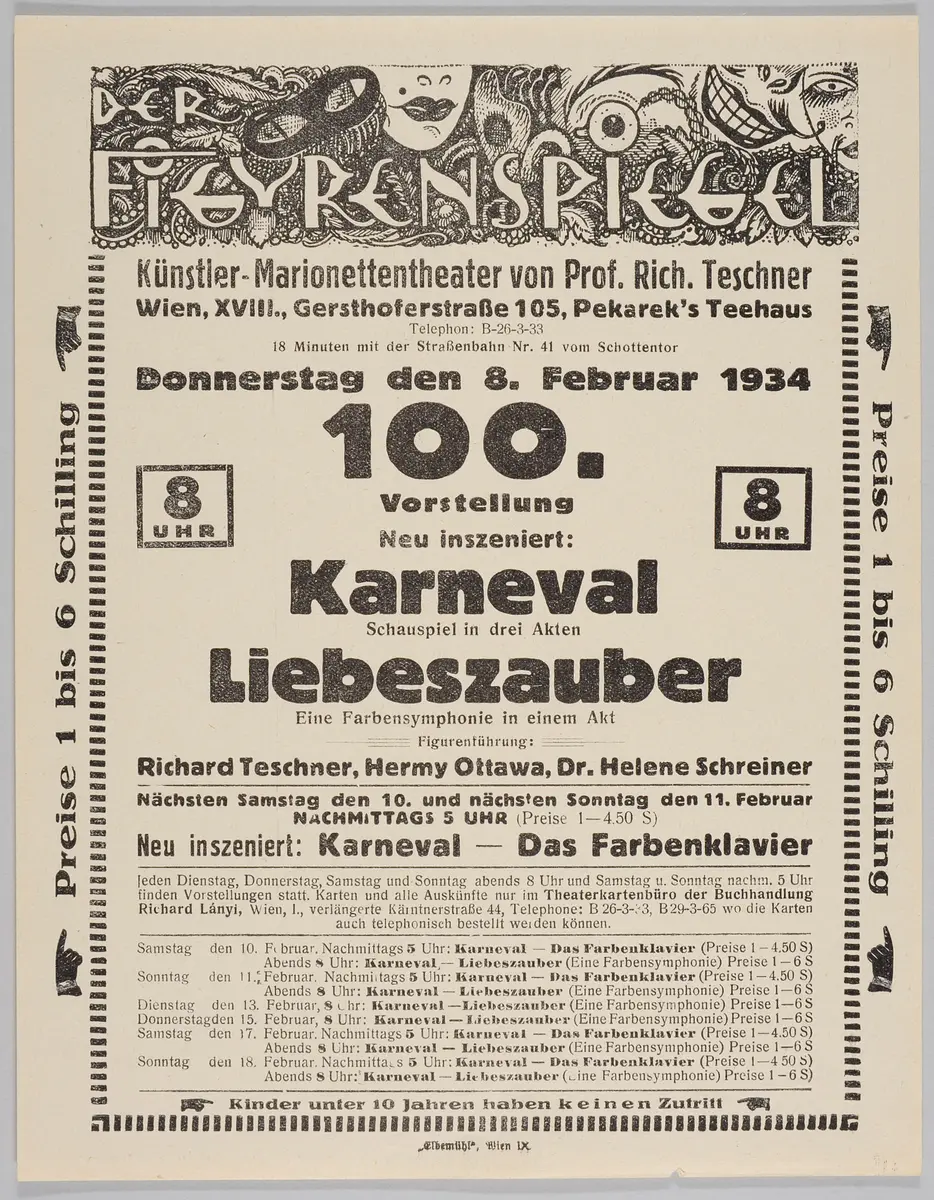 Der Figurenspiegel, Verweis auf Stücktitel: Karneval / Traum im Karneval, Verweis auf Stücktitel: Liebeszauber