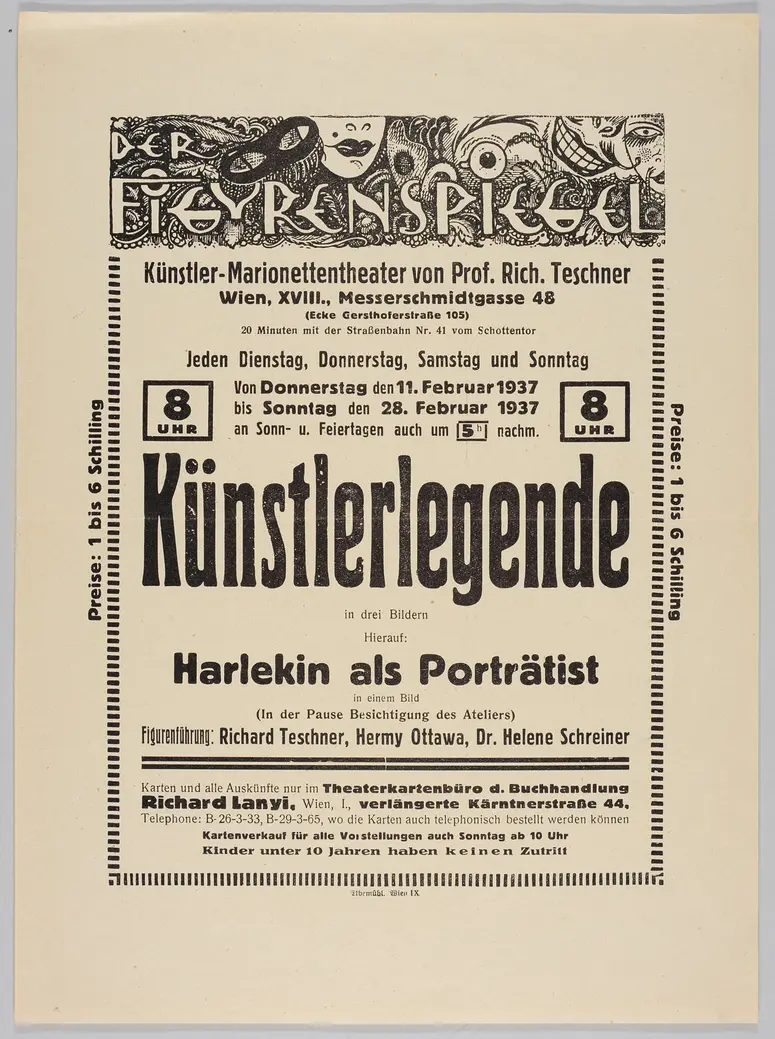 Der Figurenspiegel, Verweis auf Stücktitel: Künstlerlegende, Verweis auf Stücktitel: Harlekin als Porträtist