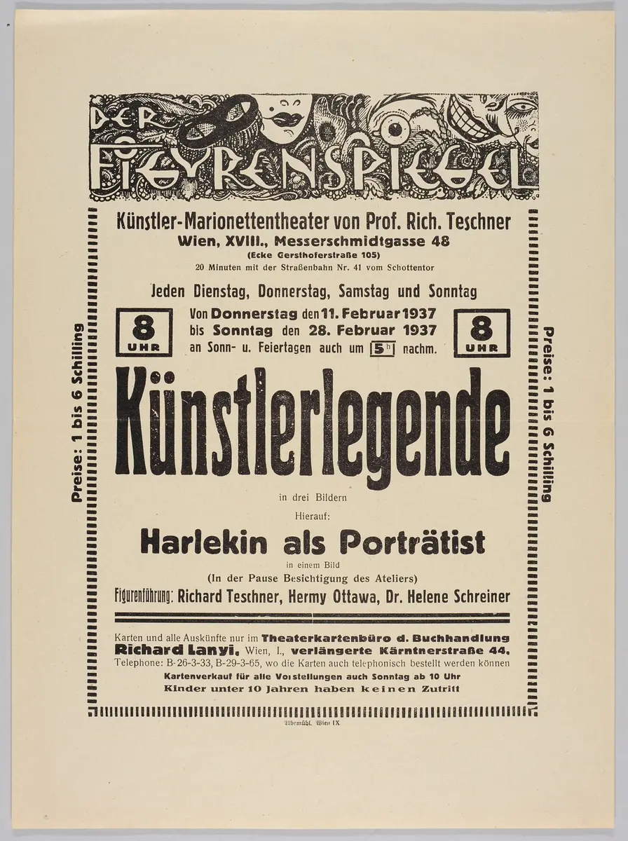 Der Figurenspiegel, Verweis auf Stücktitel: Künstlerlegende, Verweis auf Stücktitel: Harlekin als Porträtist
