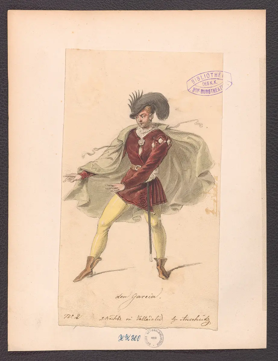 Zwei Nächte zu Valladolid, Titel der Serie: Figurinen des k.k. Hof-Burgtheaters