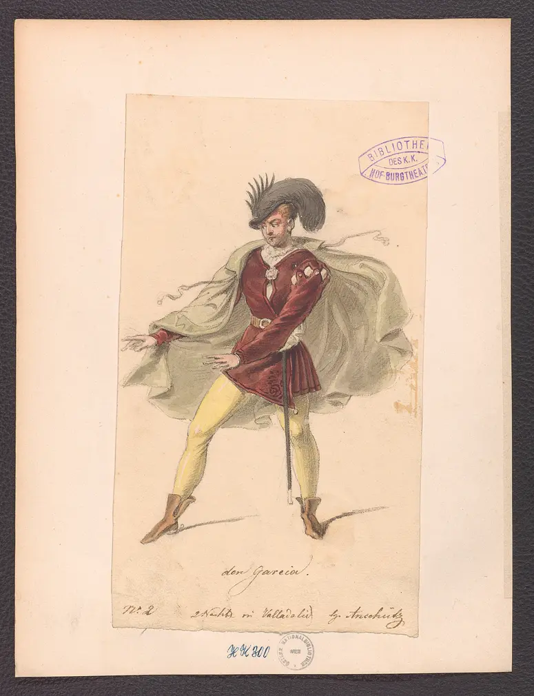 Zwei Nächte zu Valladolid, Titel der Serie: Figurinen des k.k. Hof-Burgtheaters