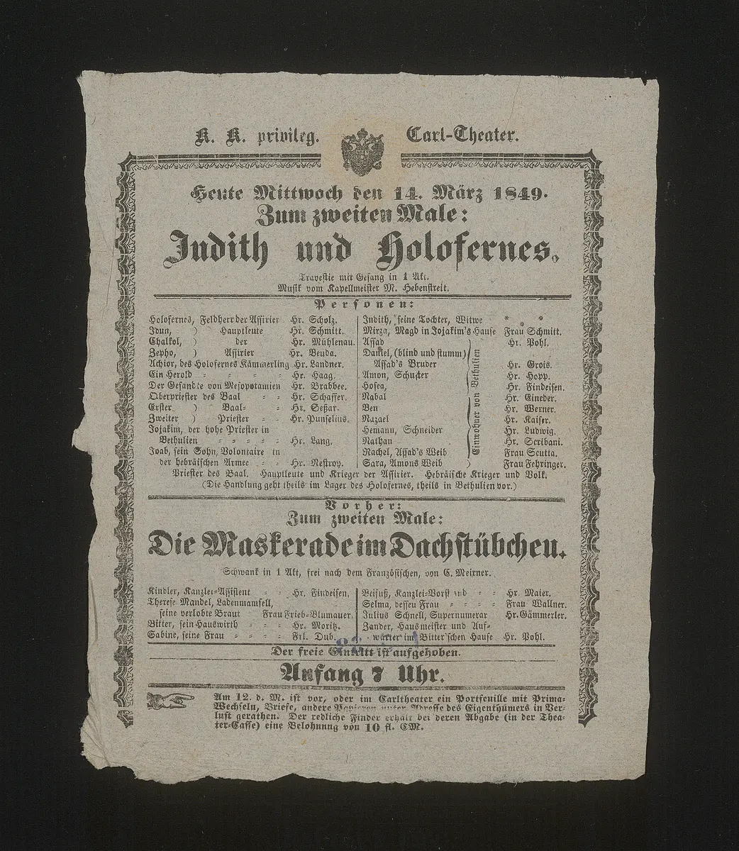 Judith und Holofernes, Die Maskerade im Dachstübchen