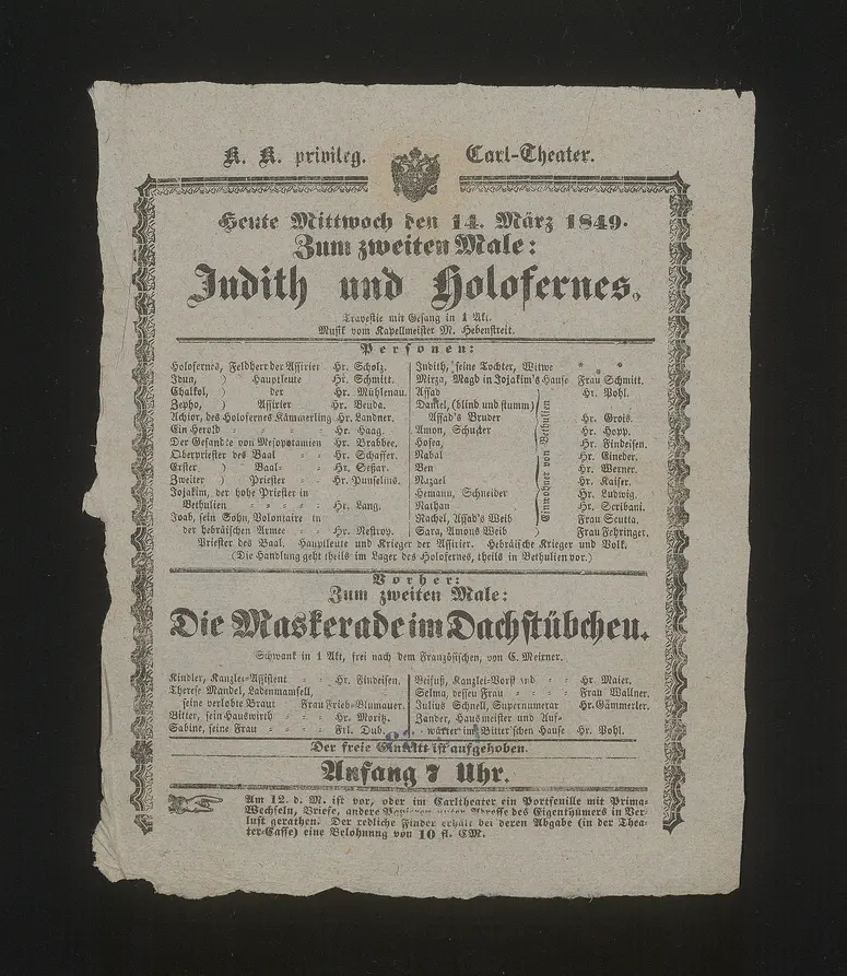 Judith und Holofernes, Die Maskerade im Dachstübchen