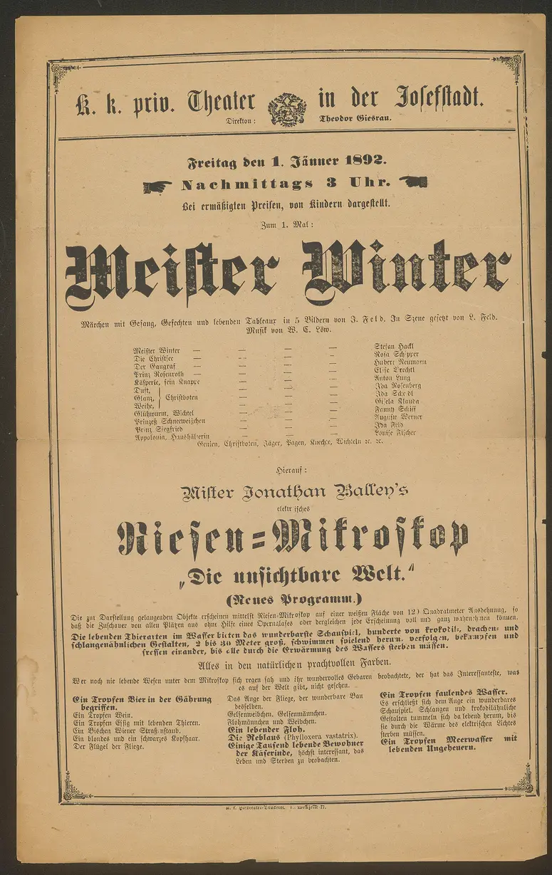 Meister Winter, Mister Jonathan Balley's elektrisches Riesenmikroskop Die unsichtbarre Welt