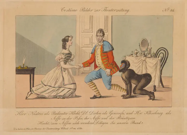 Der Affe und der Bräutigam, Titel der Serie: Costume-Bild, Name der Zeitschrift: Wiener Theaterzeitung