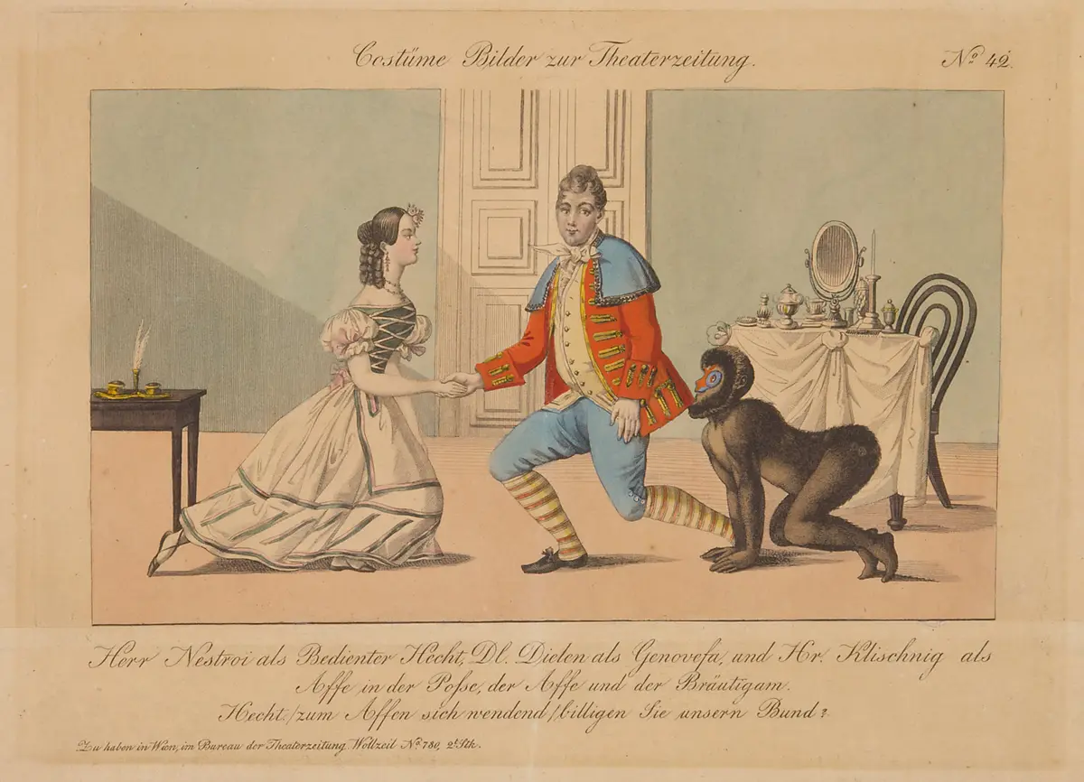 Der Affe und der Bräutigam, Titel der Serie: Costume-Bild, Name der Zeitschrift: Wiener Theaterzeitung