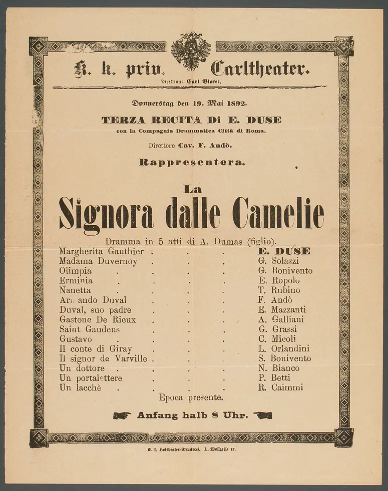 Die Kameliendame, Titel in Vorlageform: La Signora dalle Camelie