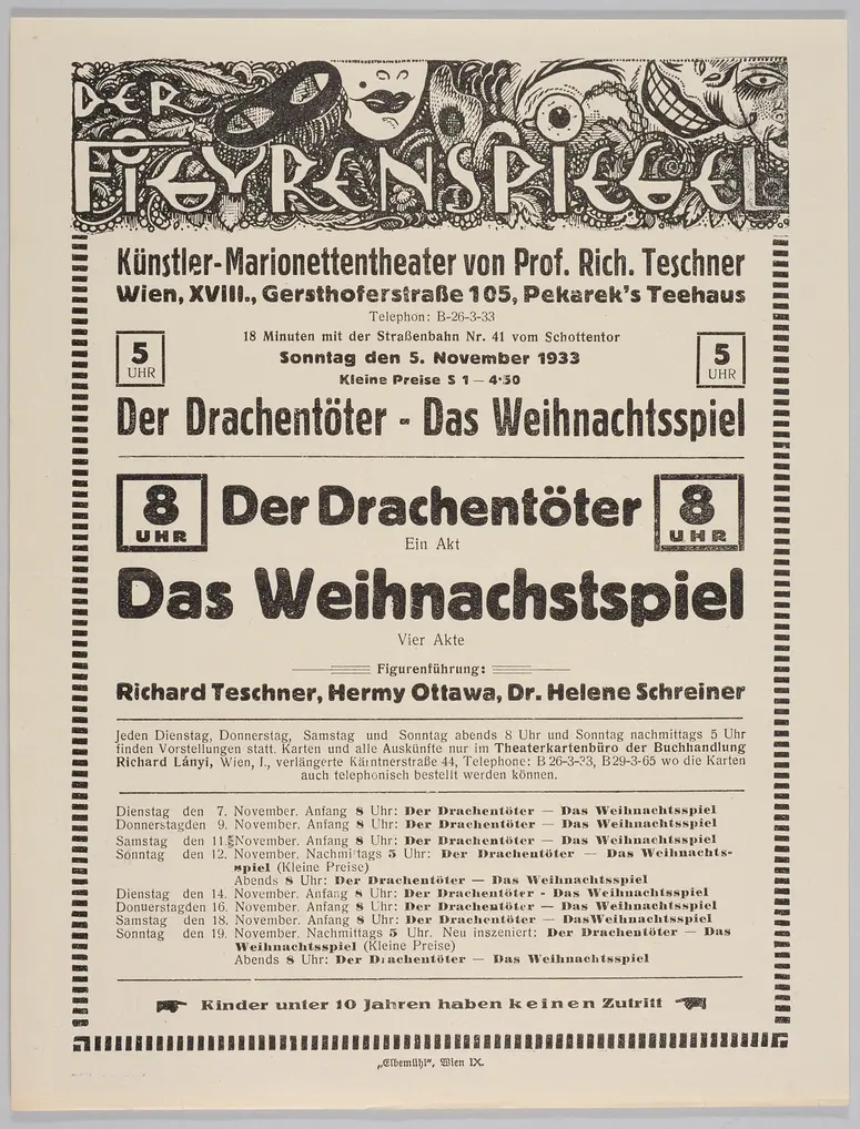 Der Figurenspiegel, Verweis auf Stücktitel: Der Drachentöter, Verweis auf Stücktitel: Das Weihnachtsspiel