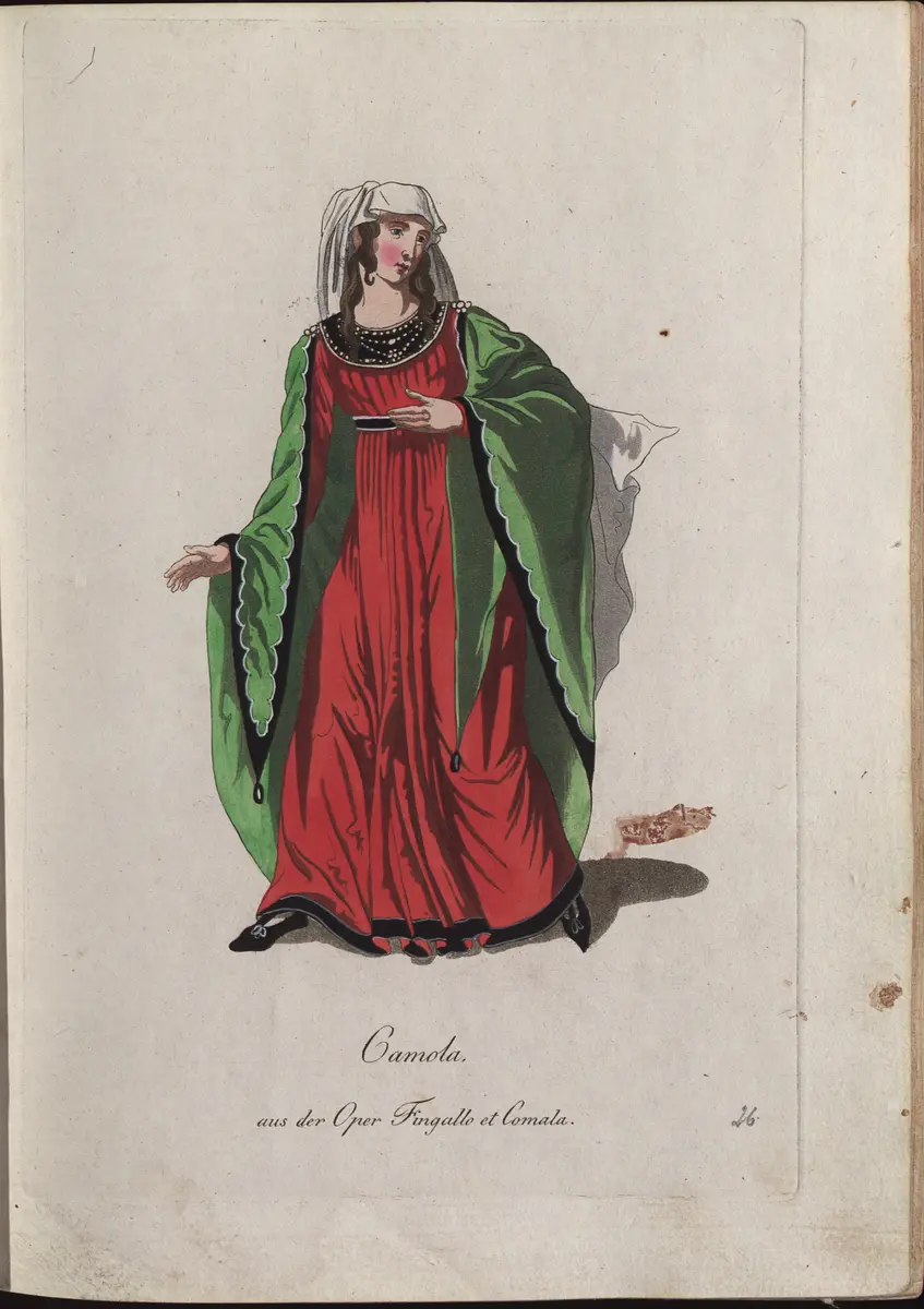 Fingallo e Comala, Titel der Serie: Auswahl schöner Costumes für Theater- und Ball-Anzüge, Titel in Vorlageform: Fingalla et Comala