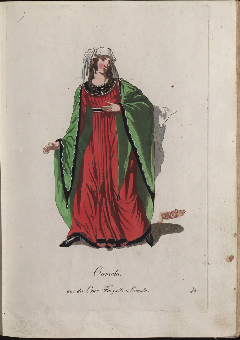Fingallo e Comala, Titel der Serie: Auswahl schöner Costumes für Theater- und Ball-Anzüge, Titel in Vorlageform: Fingalla et Comala