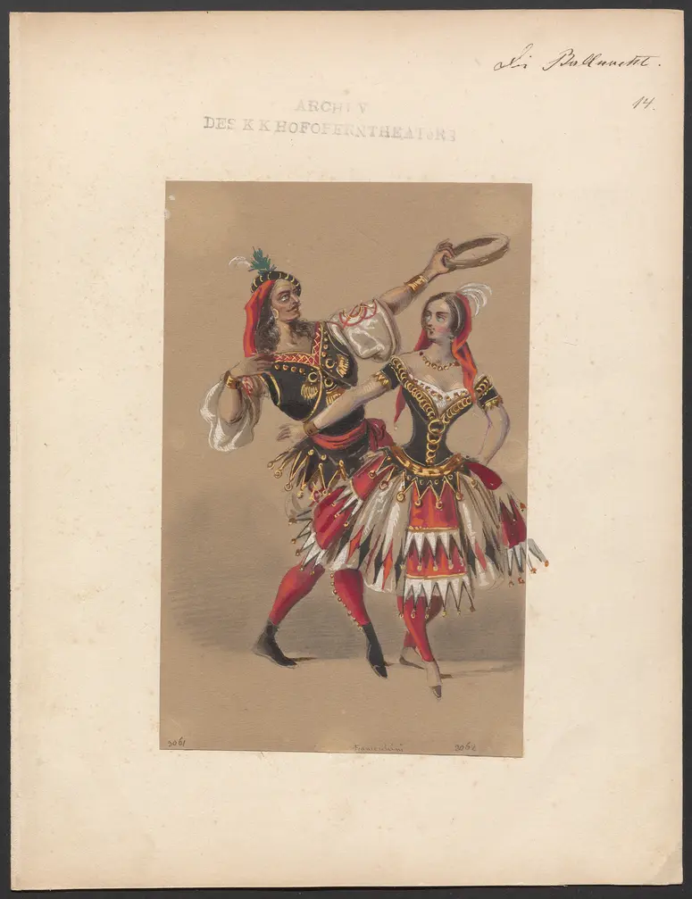 Die Ballnacht, Alternativtitel: Gustav, oder Der Maskenball, Originaltitel: Gustave III., ou Le bal masqué, Titel der Serie: Figurinen des k.k. Hofoperntheaters