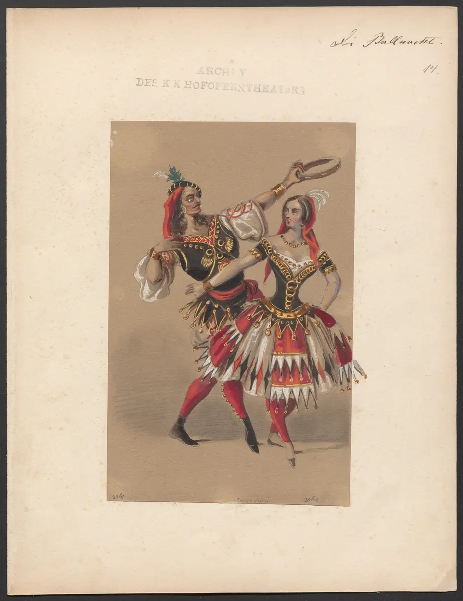 Die Ballnacht, Alternativtitel: Gustav, oder Der Maskenball, Originaltitel: Gustave III., ou Le bal masqué, Titel der Serie: Figurinen des k.k. Hofoperntheaters