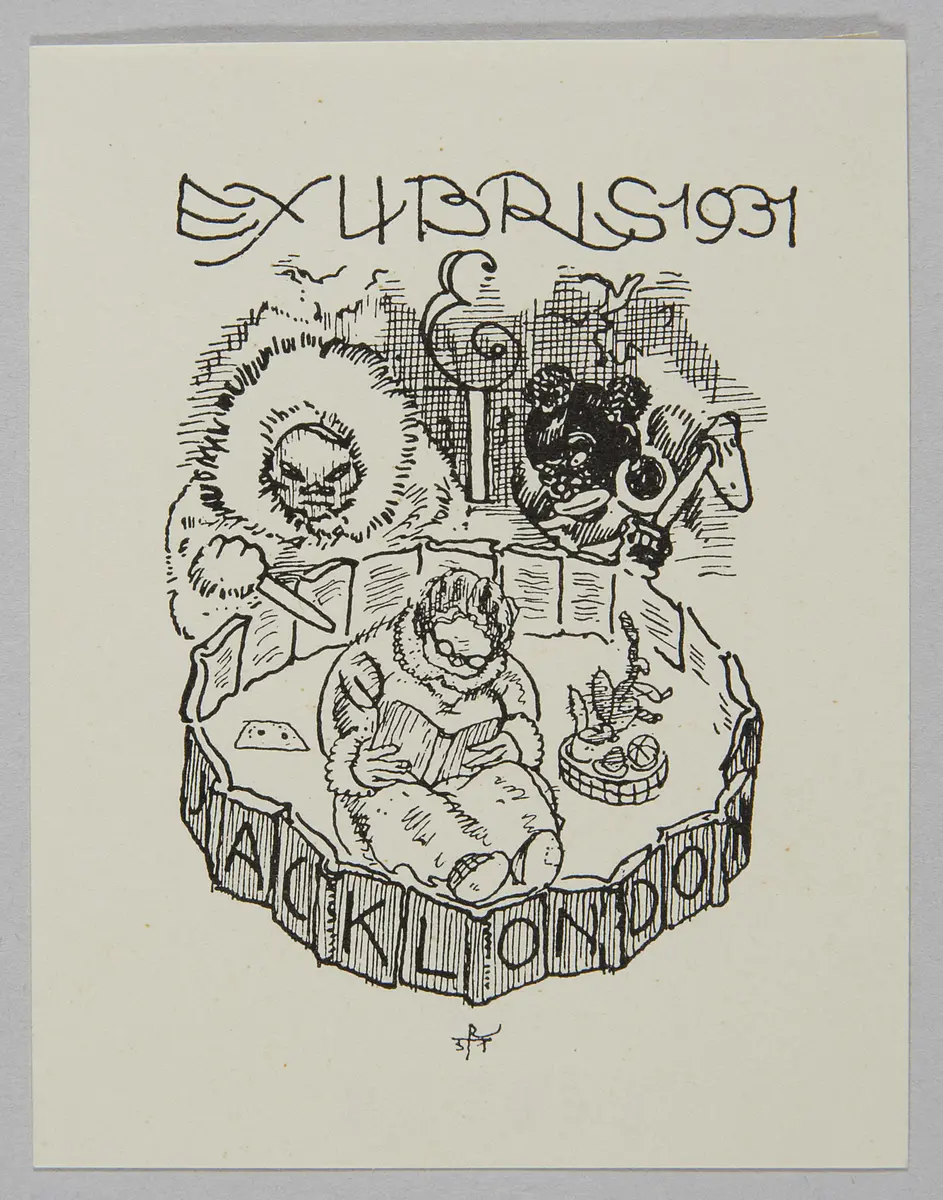 Exlibris Emma Teschner, Titel in Vorlageform: Exlibris ET, Alternativtitel: Scherzexlibris für Silvester 1931
