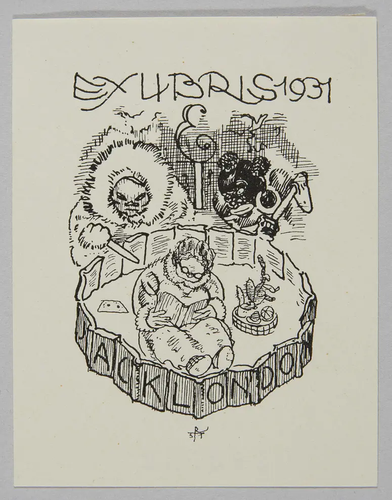 Exlibris Emma Teschner, Titel in Vorlageform: Exlibris ET, Alternativtitel: Scherzexlibris für Silvester 1931