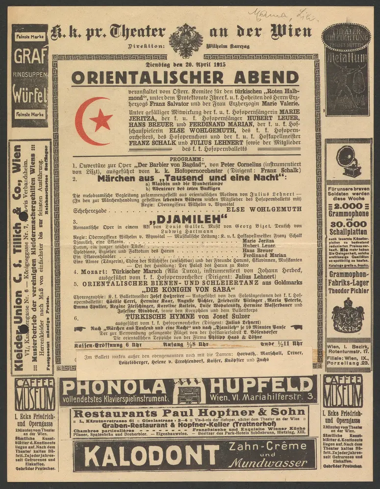 Orientalischer Abend, Märchen aus Tausend und eine Nacht, Djamileh