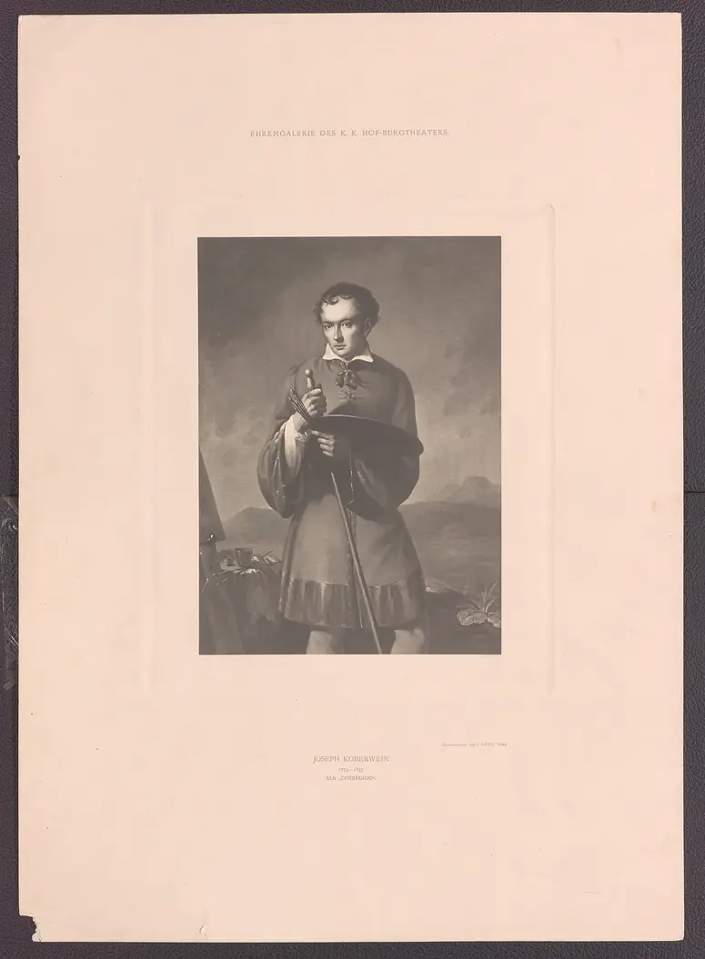 Joseph Koberwein, Verweis auf Stücktitel: Correggio, Titel der Serie: Ehrengalerie des K.K. Hof-Burgtheaters