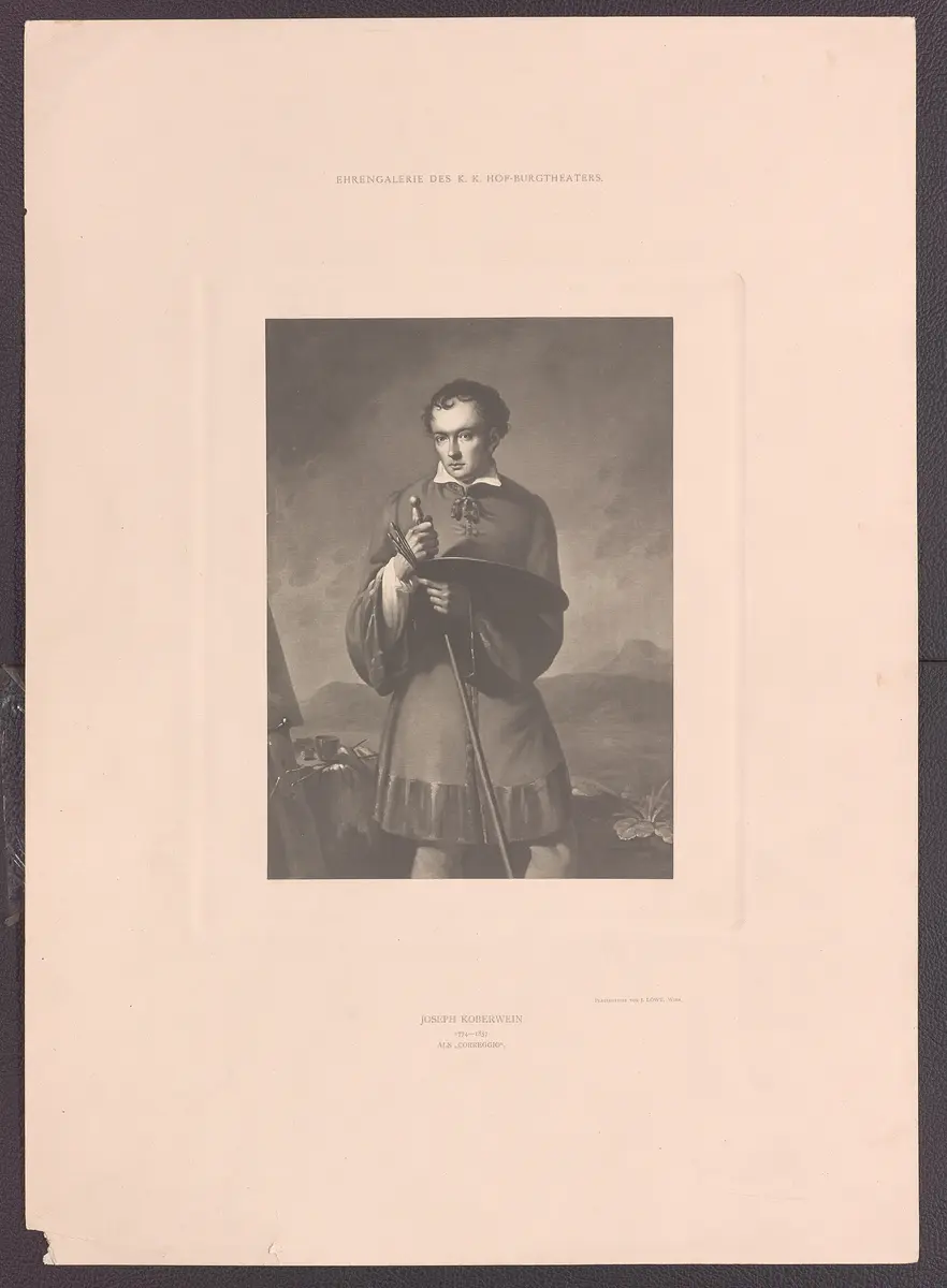 Joseph Koberwein, Verweis auf Stücktitel: Correggio, Titel der Serie: Ehrengalerie des K.K. Hof-Burgtheaters