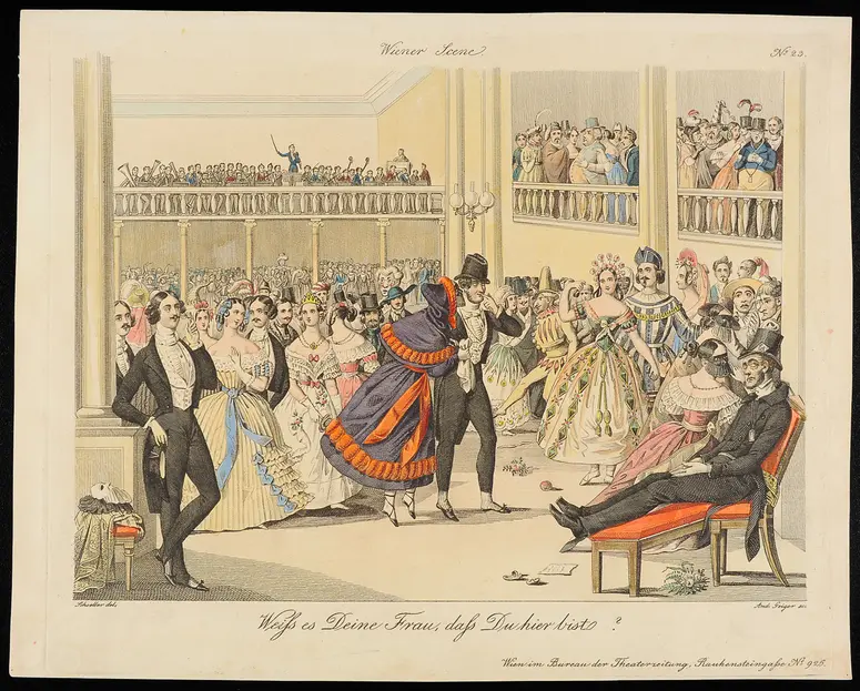 Weiß Deine Frau, dass du hier bist?, Titel der Serie: Wiener Scene, Name der Zeitschrift: Wiener Theaterzeitung