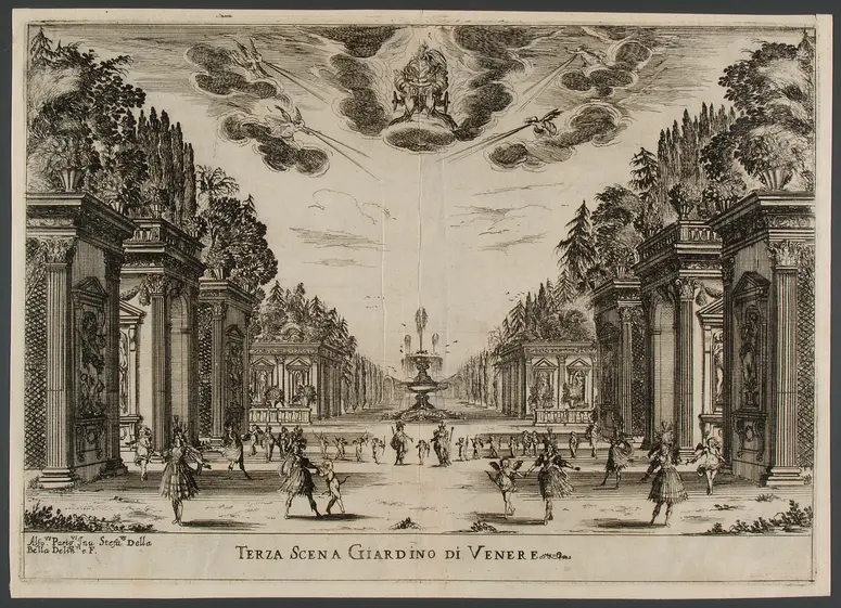 Le nozze degli dei, Titel in Vorlageform: Le nozze degli dei. Favola Dell Ab' Gio. Carlo Coppola Rappresentata in Musica in Firenze nelle reali nozze de serenis.mi Gran Duchi di Toschana Ferdinando II. e Vittoria Principessa d'Urbino