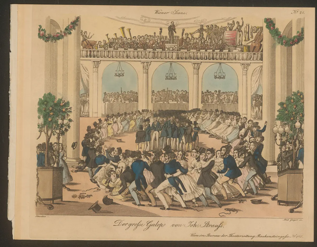 Der große Galop von Joh. Strauß., Titel der Serie: Wiener Scene, Name der Zeitschrift: Wiener Theaterzeitung