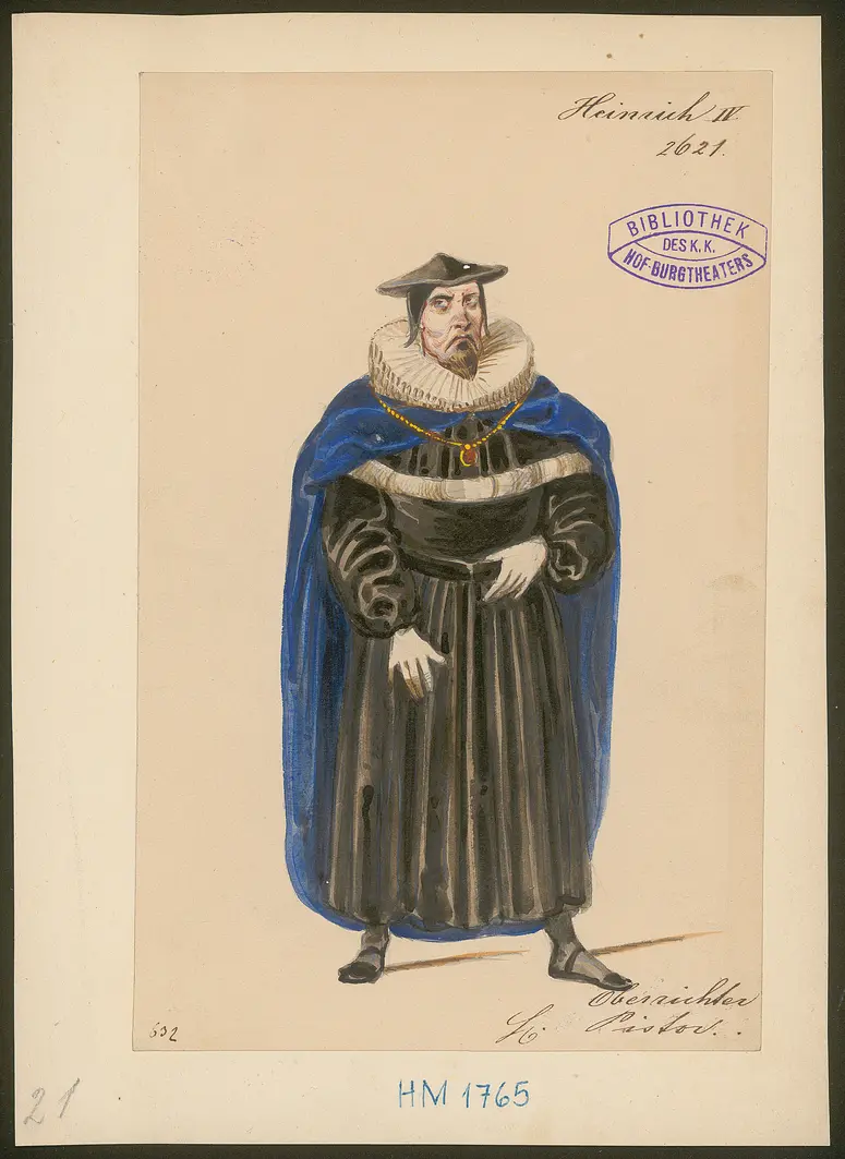 König Heinrich der Vierte, Suchtitel: Heinrich IV., Originaltitel: King Henry IV, Titel der Serie: Figurinen des k.k. Hof-Burgtheaters