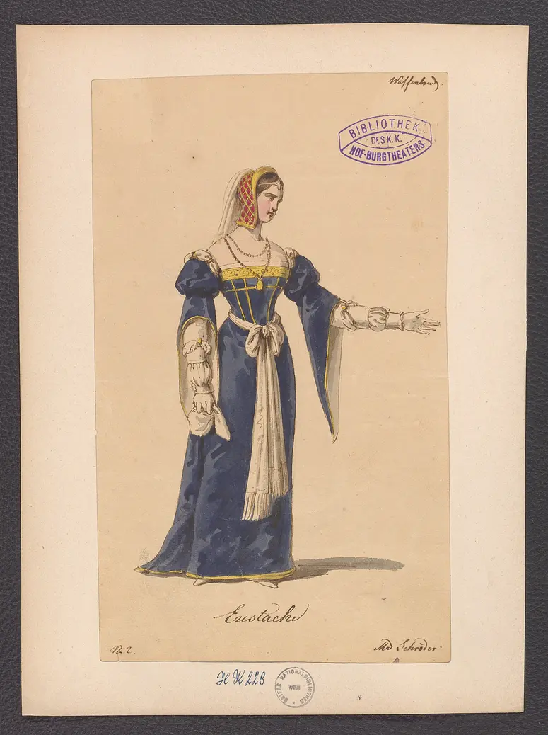 Die Waffenbrüder, Alternativtitel: Die Familie Schroffenstein, Titel der Serie: Figurinen des k.k. Hof-Burgtheaters