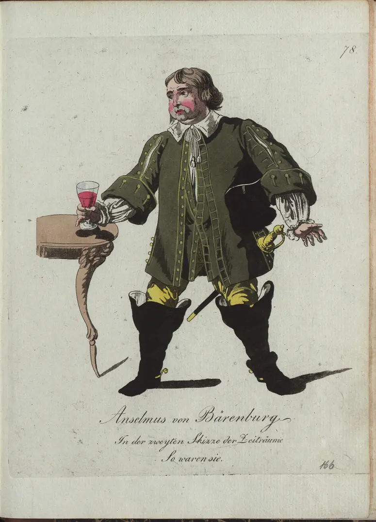 Die Zeiträume, Originaltitel: Die Zeitalter, Untertitel: So waren sie im Jahre 1700, Titel der Serie: Auswahl schöner Costumes für Theater- und Ball-Anzüge