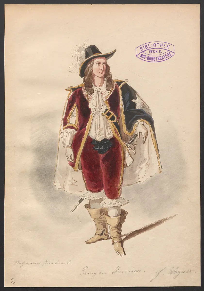 Wilhelm von Oranien in Whitehall, Titel der Serie: Figurinen des k.k. Hof-Burgtheaters