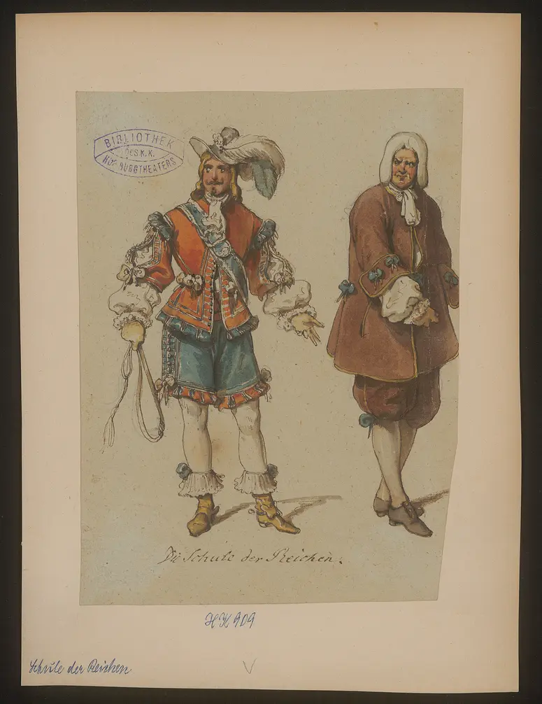 Die Schule der Reichen, Titel der Serie: Figurinen des k.k. Hof-Burgtheaters