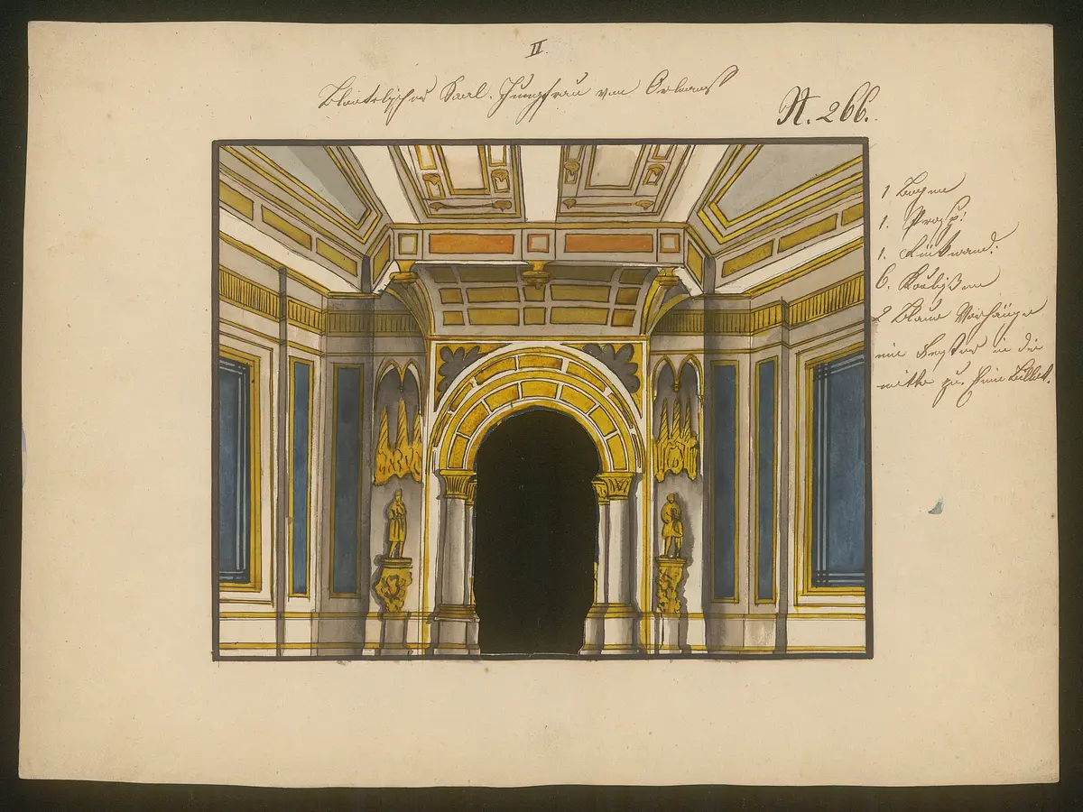 Jungfrau von Orleans, Titel der Serie: Dekorationsfundus der Hoftheater (Altbestand aus der ersten Hälfte des 19. Jh.)