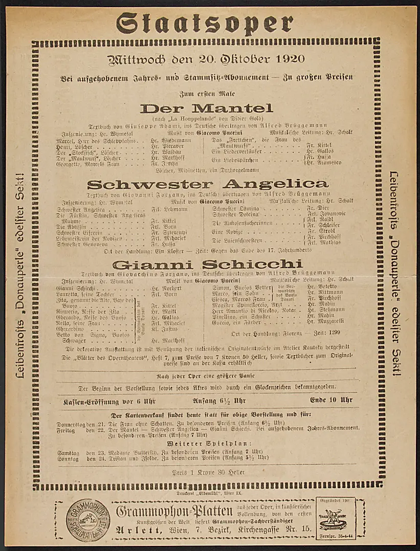 Der Mantel, Schwester Angelica, Gianni Schicci