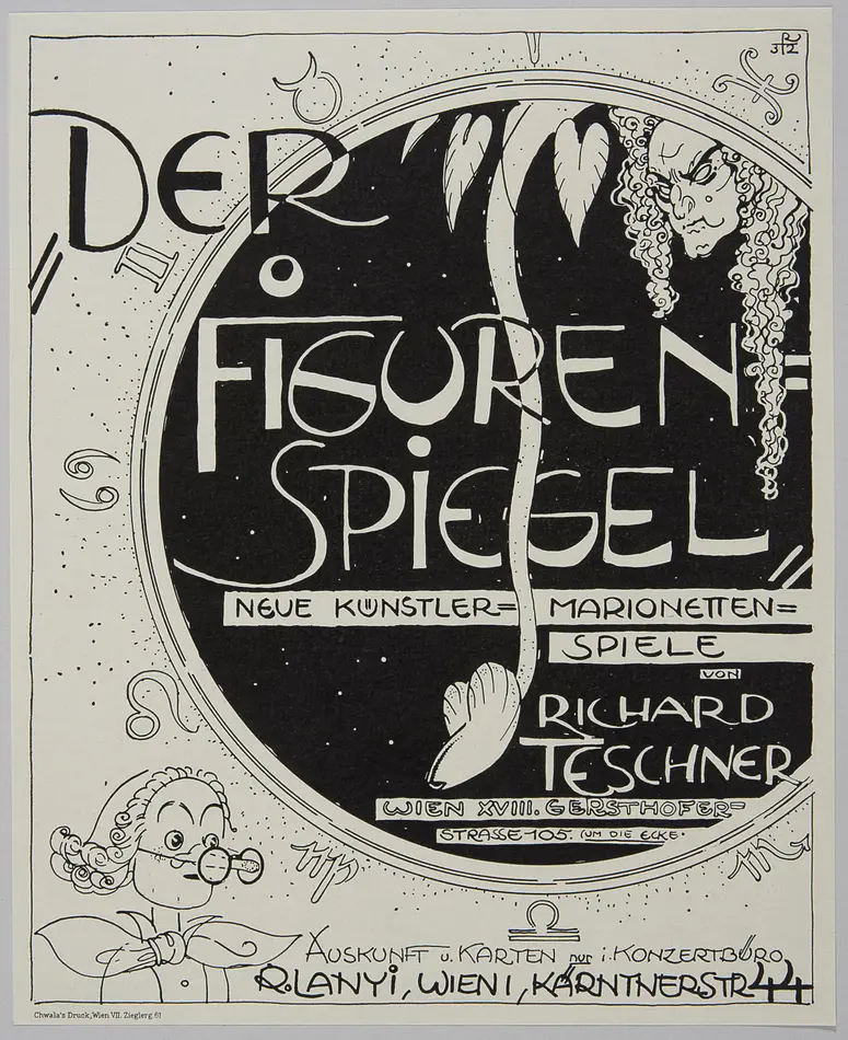 Der Figurenspiegel, Titel in Vorlageform: Der Figurenspiegel. Neue Künstler-Marionetten-Spiele von Richard Teschner