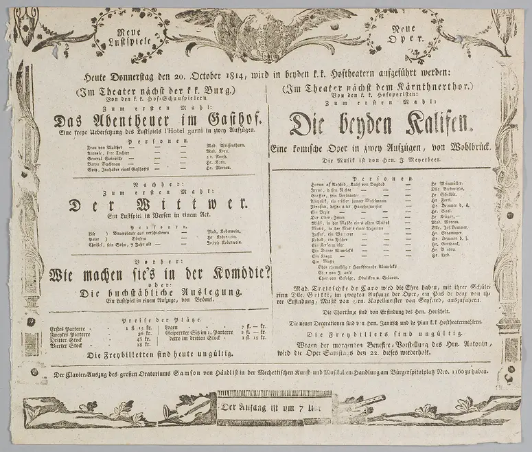 Die beyden Kalifen, Das Abentheuer im Gasthof, Der Witwer, Wie machen sie's in der Komödie