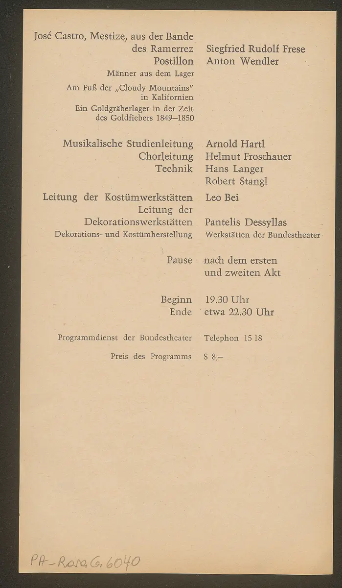 Das Mädchen aus dem goldenen Westen, La Fanciulla del West