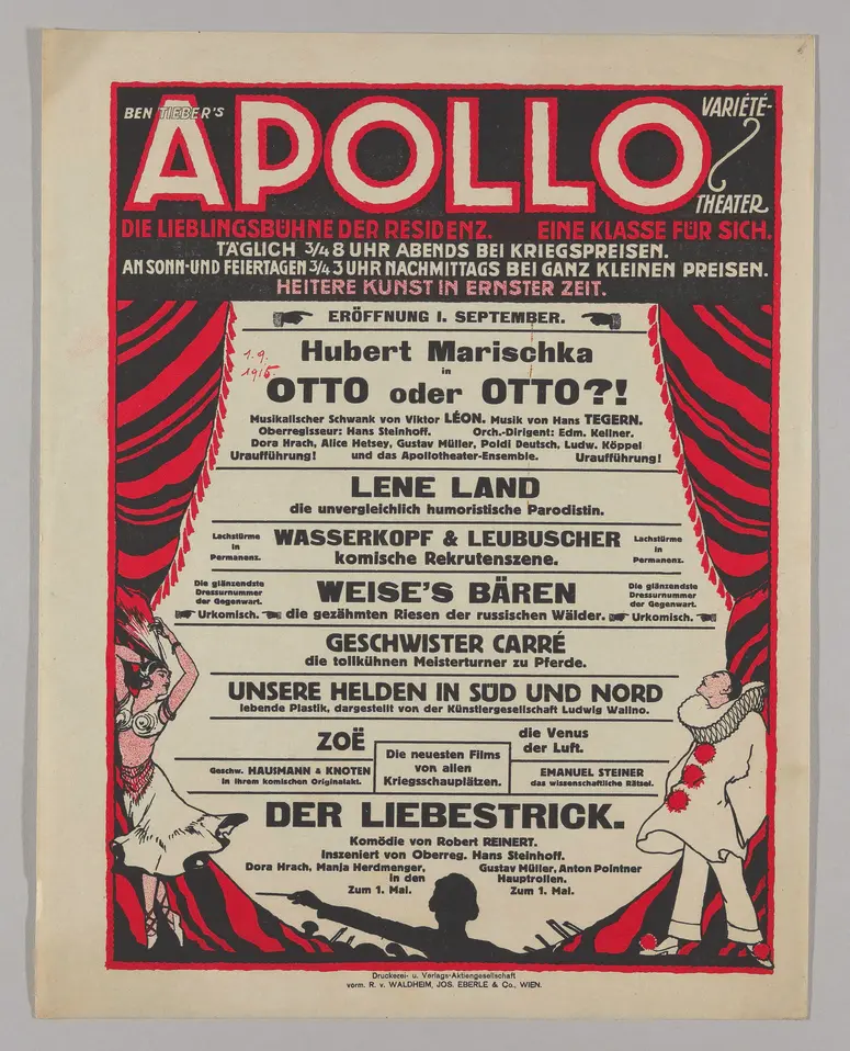 Ben Tieber's Apollo Varieté-Theater, Verweis auf Stücktitel: Der Liebestrick, Verweis auf Stücktitel: Otto oder Otto?!