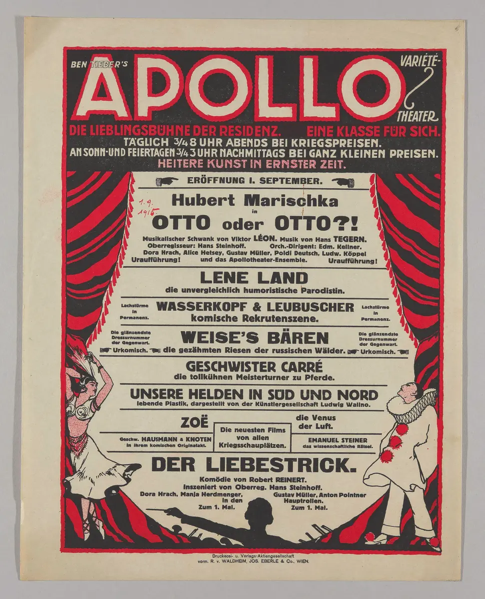 Ben Tieber's Apollo Varieté-Theater, Verweis auf Stücktitel: Der Liebestrick, Verweis auf Stücktitel: Otto oder Otto?!