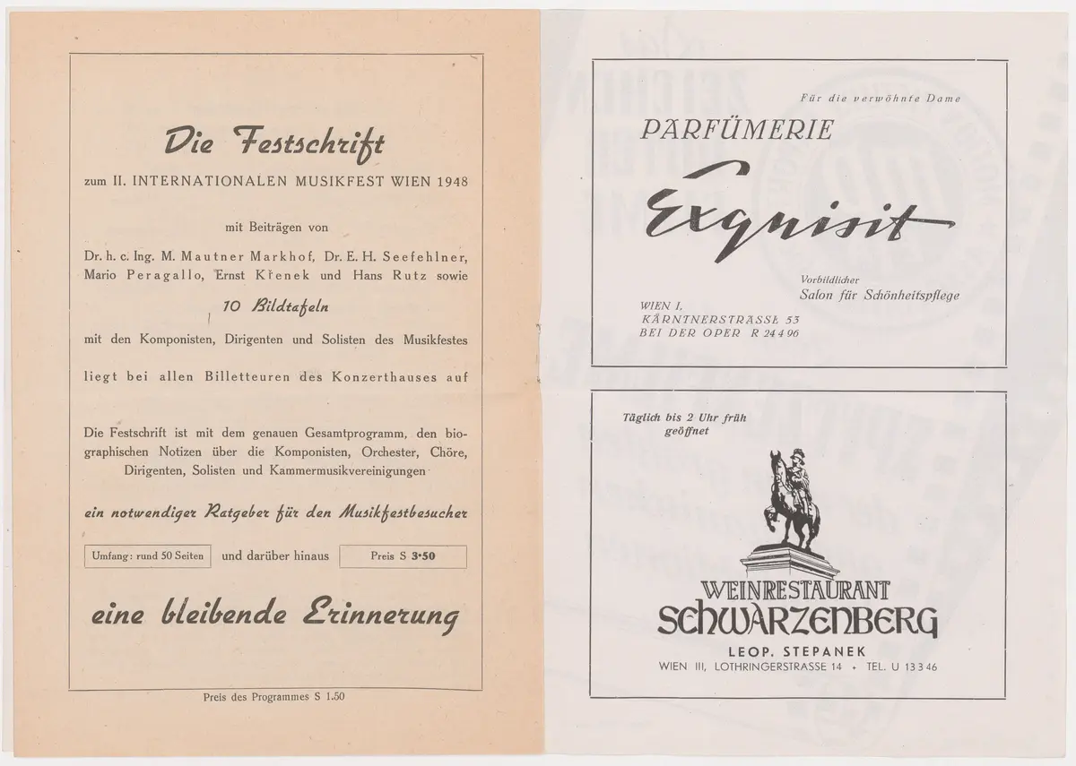 Erstes Fest des Tanzes, Weiterer Titel: Zweites Internationales Musikfest Wien 1948
