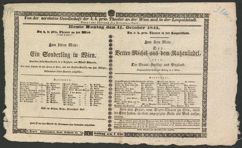 Ein Sonderling in Wien, Der Vetter Michel aus dem Ratzenstadel, oder Die Braut Harifax aus England